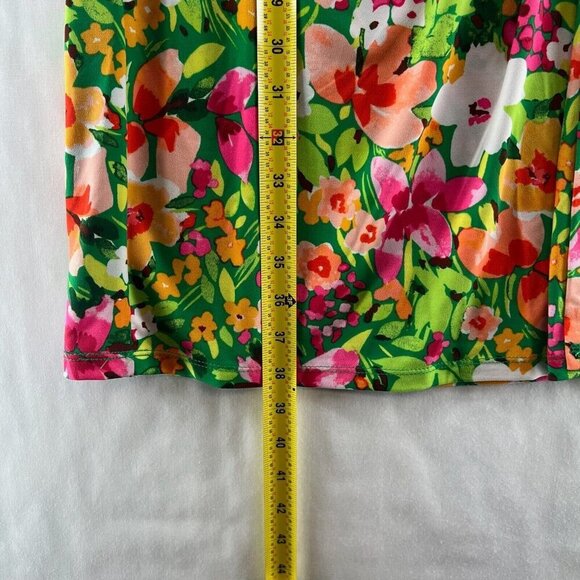 Vince Camuto Dress 8 Faux Wrap Sheath Knee Length Floral Print Cap Sleeve Green - Picture 11 of 11